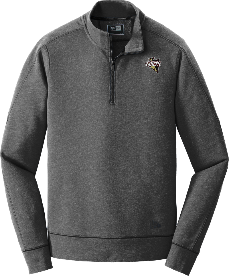 Mercer Chiefs New Era Tri-Blend Fleece 1/4-Zip Pullover