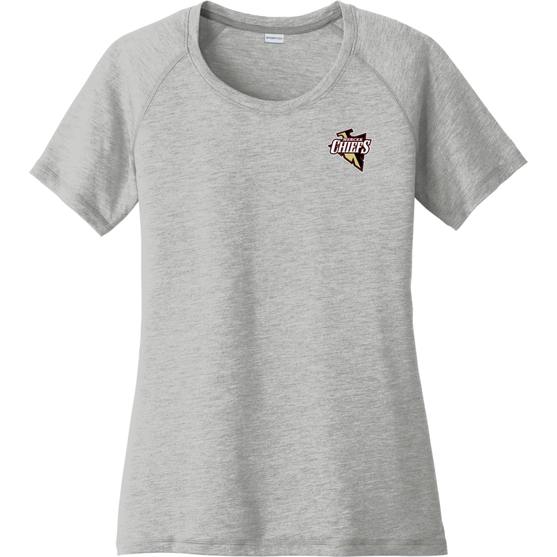 Mercer Chiefs Ladies PosiCharge Tri-Blend Wicking Scoop Neck Raglan Tee